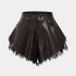 Faux Leather Patchwork Lace Wide Leg Shorts – Wrena
