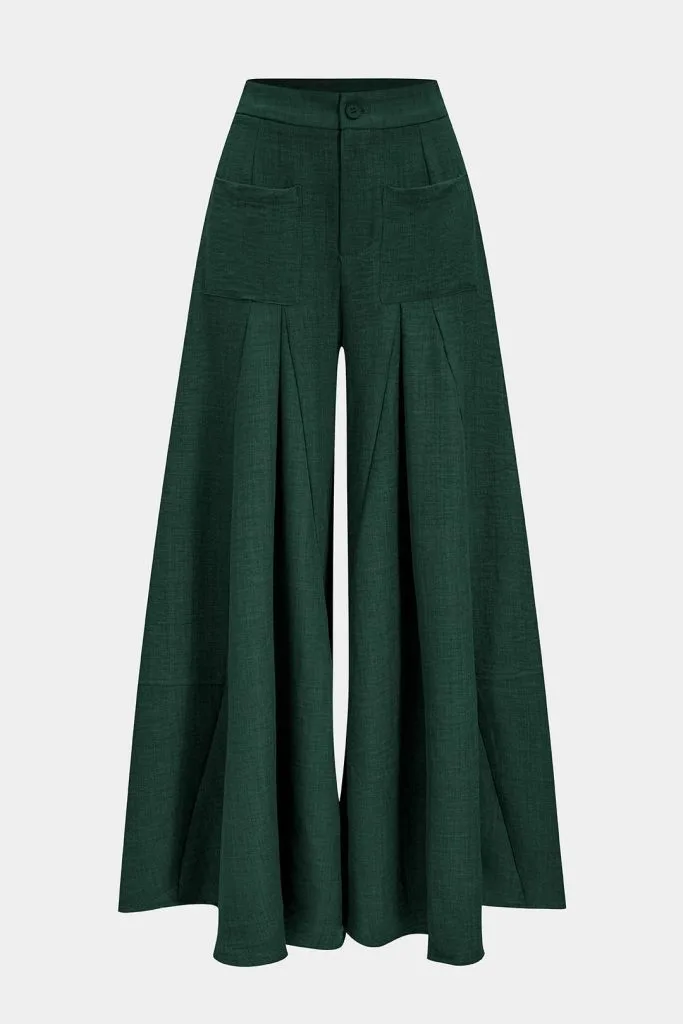 Ruched Zipper Pocket Wide Leg Trousers – Wrena