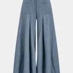 Ruched Zipper Pocket Wide Leg Trousers – Wrena