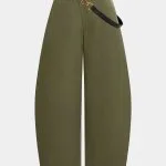 Asymmetrical Metallic Decor Barrel Trousers – Wrena