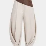 Faux Leather Ruched Patchwork Barrel Trousers – Wrena