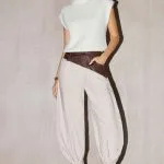 Faux Leather Ruched Patchwork Barrel Trousers – Wrena