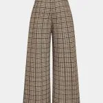 Plaid Print Double Breasted High Waist Pants – Wrena