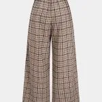 Plaid Print Double Breasted High Waist Pants – Wrena