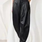 Faux Leather Metallic Ruched Pants – Wrena