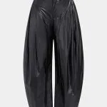 Faux Leather Metallic Ruched Pants – Wrena