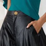 Faux Leather Metallic Ruched Pants – Wrena