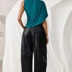 Faux Leather Metallic Ruched Pants – Wrena