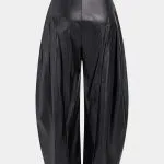Faux Leather Metallic Ruched Pants – Wrena