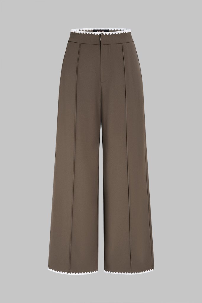 Contrast Trim High Waist Pants