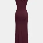 Metallic Decor Ruched Sleeveless Maxi Dress – Wrena