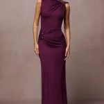 Metallic Decor Ruched Sleeveless Maxi Dress – Wrena