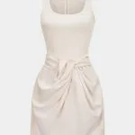 U-Neck Ruched Zipper Mini Dress – Wrena