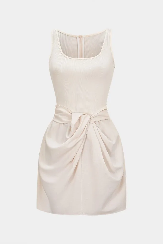 U-Neck Ruched Zipper Mini Dress – Wrena