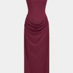 Tie Back Ruched Sleeveless Maxi Dress – Wrena