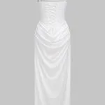 Tie Back Ruched Sleeveless Maxi Dress – Wrena