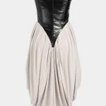 Faux Leather Patchwork Ruched Strapless Sleeveless Midi Dress – Wrena