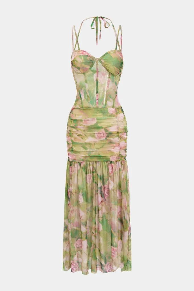 Floral Print Tie-Up Slip Split Sleeveless Midi Dress – Wrena