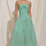 Stripes Print Ruched Zipper Slip Sleeveless Maxi Dress – Wrena