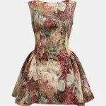 Jacquard Ruched Sleeveless Mini Dress – Wrena