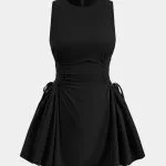 Ruched Strappy Zipper Sleeveless Mini Dress – Wrena