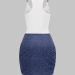 Tie Front Ruched Metallic Chain Patchwork Sleeveless Mini Dress – Wrena