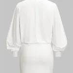 Ruched Draped Cowl V-Neck Long Sleeve Mini Dress – Wrena