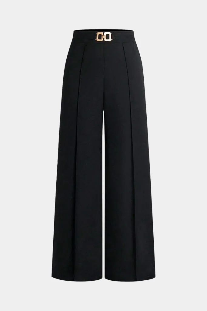 Solid Belted Wide-Leg Pants – Wrena
