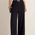 Solid Belted Wide-Leg Pants – Wrena