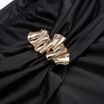 Off Shoulder Sheer Metallic Decor Ruched Long Sleeve Mini Dress – Wrena