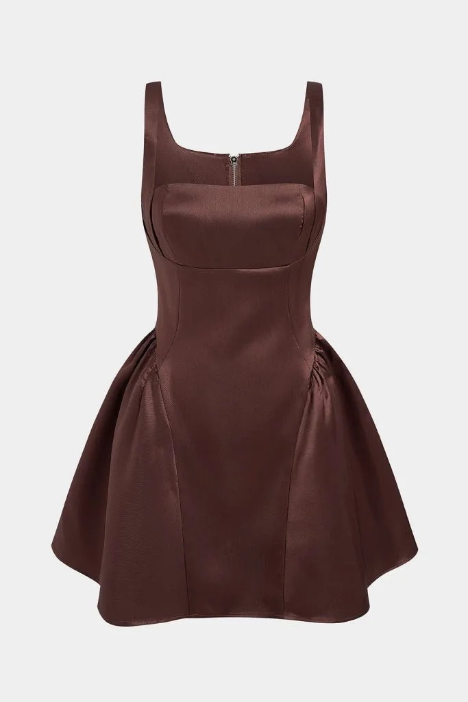 Satin Puff Hem Sleeveless Mini Dress – Wrena