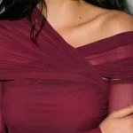Sheer Mesh One Shoulder Long Sleeve Ruched Mini Dress – Wrena