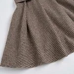 Houndstooth Print Patchwork Pleated High Waist Long-Sleeve Mini Dress – Wrena