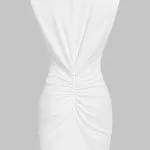 V-Neck Linen Ruched Zipper Sleeveless Mini Dress – Wrena