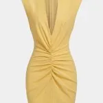 V-Neck Linen Ruched Zipper Sleeveless Mini Dress – Wrena
