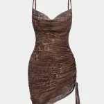 Mesh Ruched Drawstring Slip Sleeveless Mini Dress – Wrena