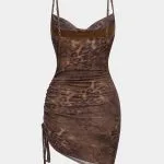Mesh Ruched Drawstring Slip Sleeveless Mini Dress – Wrena