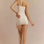 One Shoulder Twist Knot Asymmetrical Tie-Up Ruched Sleeveless Mini Dress – Wrena