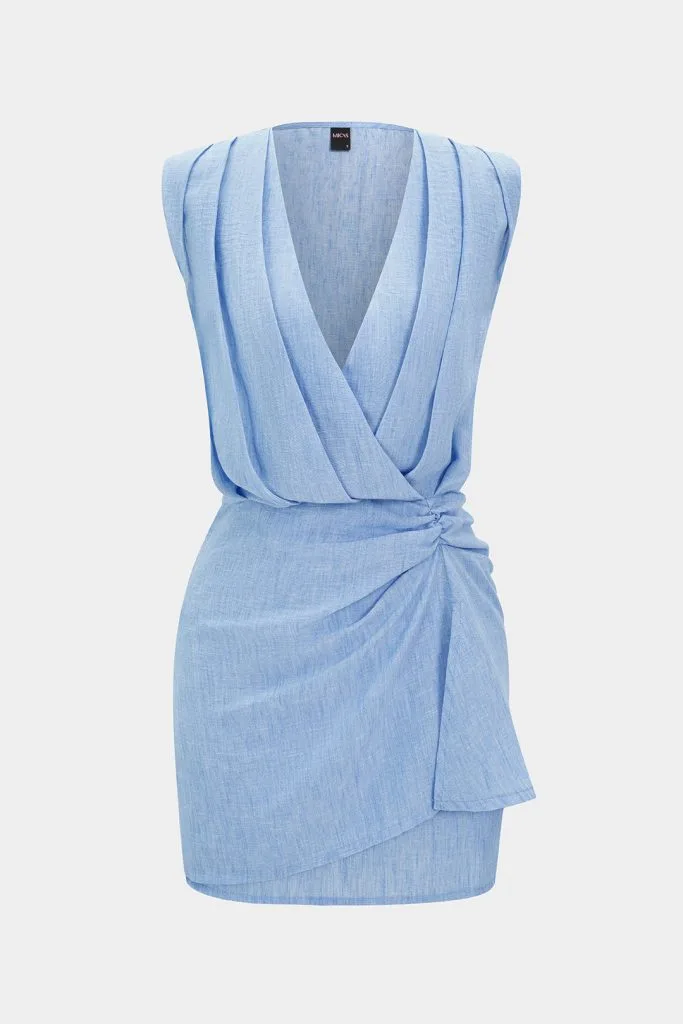 V-Neck Ruched Asymmetrical Sleeveless Mini Dress – Wrena