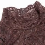 Sheer Lace Mock Neck Ruched Short Sleeve Mini Dress – Wrena
