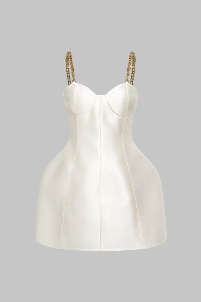 Satin Metallic Chain Sleeveless Mini Dress – Wrena