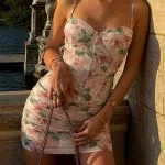 Floral Print Mesh Corset Ruched Sleeveless Mini Dress – Wrena