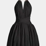 Metallic V-Neck Crossed Backless Sleeveless Mini Dress – Wrena