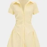 Stripes Print V-Neck Short Sleeve Mini Dress – Wrena