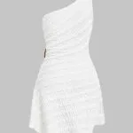 Textured Metallic One Shoulder Sleeveless Mini Dress – Wrena