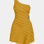 Textured Metallic One Shoulder Sleeveless Mini Dress – Wrena