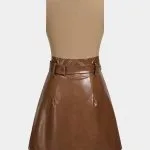 Faux Leather Patchwork Belted Metallic Sleeveless Mini Dress – Wrena