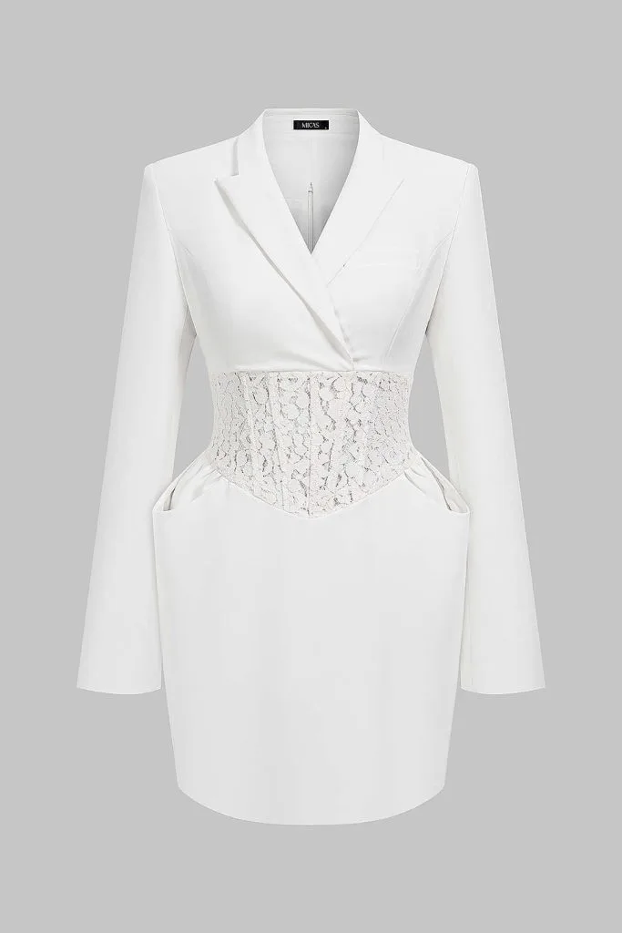 Lace Patchwork Long Sleeve Mini Dress – Wrena