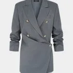 Asymmetrical Metallic Button Long Sleeve Mini Dress – Wrena