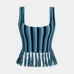 Knit Stripes Print Fringe Tank Top – Wrena